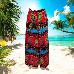 Wraps Pants Open On Side Beach Ready OS Colorful Design